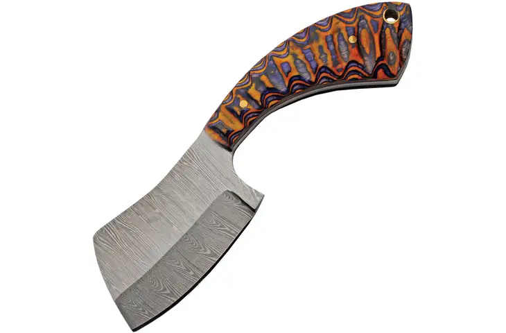 Damascus Small Cleaver Sunrise 3.00 in Damascus Steel Fixed Blade Knife DM-1341